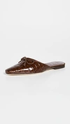 Staud Gina Crocodile-effect Leather Backless Loafers In Brown