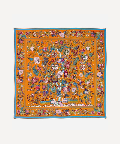 Liberty London Tree Of Life 90 X 90 Silk Scarf In Tree Of Life Orange