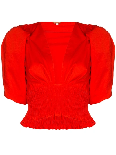 Johanna Ortiz Playful Vision Stretch-cotton Blouse In Red