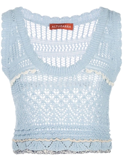 Altuzarra Betulaa Crocheted Sleeveless Sweater In Blue