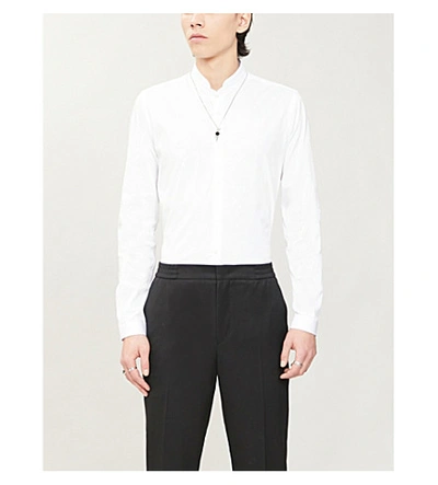 The Kooples Mens Whi01 Mandarin-collar Slim-fit Stretch-cotton Poplin Shirt Xl