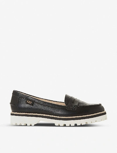 Dune Guinnea Low-heel Leather Loafers In Black-leather+mix