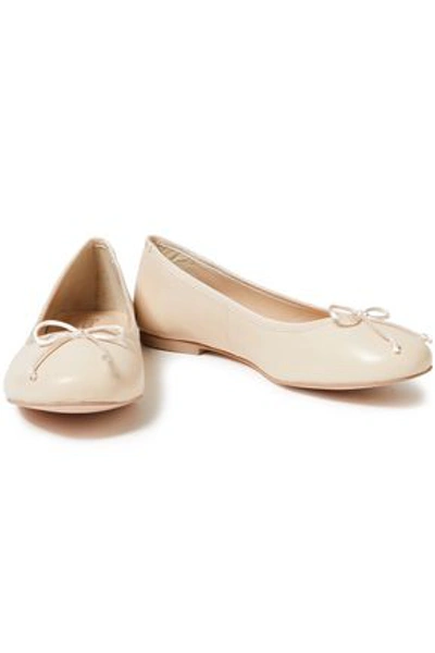 French Sole Lola Bow-embellished Leather Ballet Flats In Cream