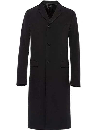 Prada Single-breasted Overcoat In Black