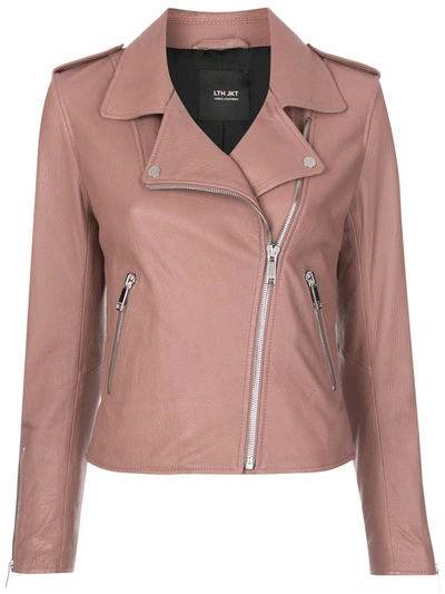 Lth Jkt Kas Leather Moto Jacket In Pink
