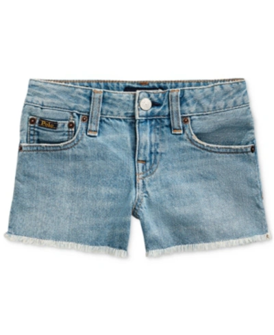 Ralph Lauren Kids' Little Girls Frayed Denim Shorts In Cardell Wash