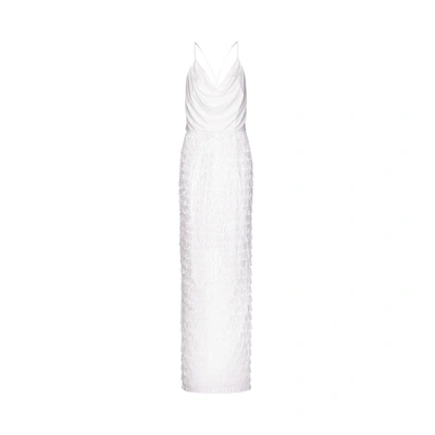 Aidan Mattox Cowl-neck Sequined Fringe Column Gown In Ivory | ModeSens