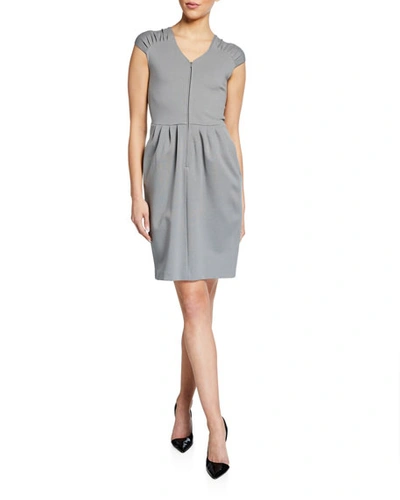 Armani Collezioni Emporio Armani Cap-sleeve Zip Dress In Gray