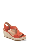 Eileen Fisher Beckon Wedge Sandal In Tangelo Nubuck Leather