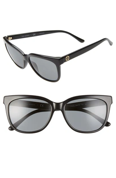 Tory Burch 55mm Cat Eye Sunglasses In Black/ Grey Solid