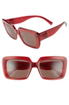 Versace 54mm Square Sunglasses In Transparent Red/ Brown Solid