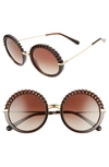 Dolce & Gabbana Plisse 52mm Round Sunglasses In Transparent Brown/ Gradient