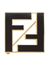 Fendi Enamel Ff Brooch In Noir