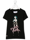 Philipp Plein Kids' Thunder Doll-print Cotton T-shirt In Black