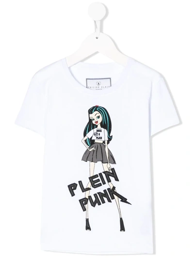 Philipp Plein Junior Kids' Logo Graphic Print T-shirt In White