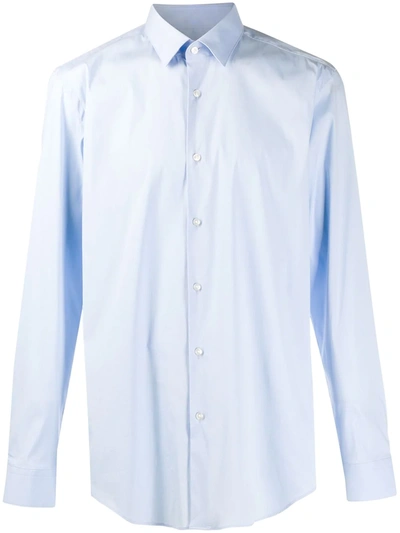 Hugo Boss Plain Long-sleeves Shirt In Blue