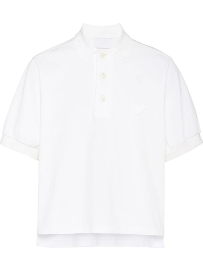Prada Oversized Knitted Polo Shirt In White