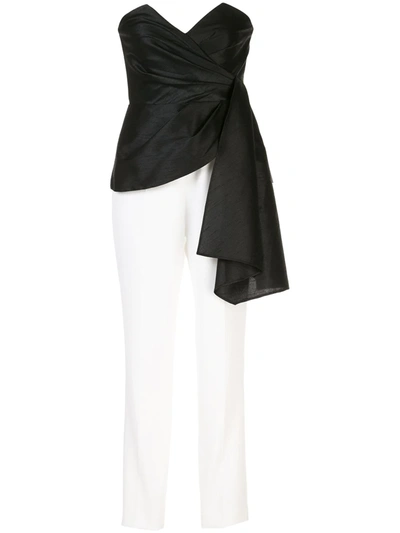 Jay Godfrey Ilaria Strapless Colour-block Jumpsuit In Black