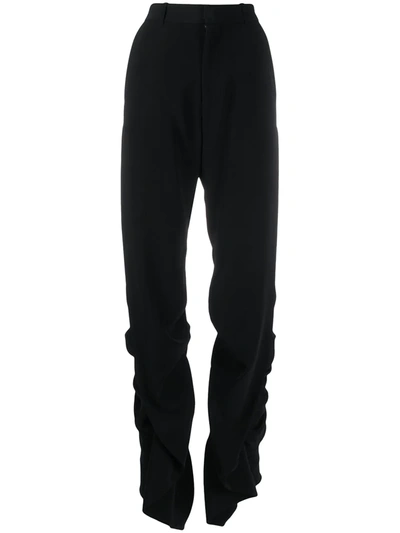 Y/project High-waisted Ruched Tailored Trousers In Black