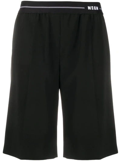 Msgm Elasticated-waist Bermuda Shorts In Black