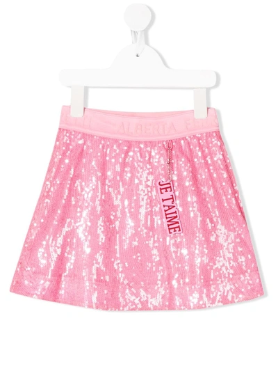 Alberta Ferretti Kids' Sequin-embellished Pull-on Skirt In Pink