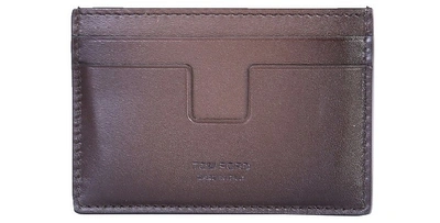 Tom Ford Card Holder With Logo In Marrone