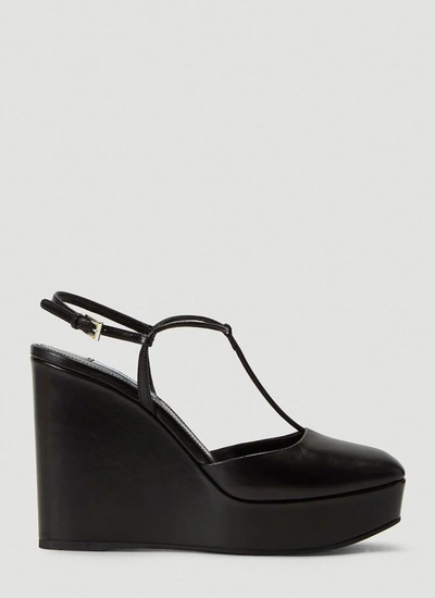 Prada Women's Leather Platform Pumps Court Shoes Heel In Black