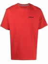 Patagonia P-6 Logo Responsibili-tee Printed Recycled Cotton-blend Jersey T-shirt In Red