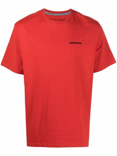 Patagonia P-6 Logo Responsibili-tee Printed Recycled Cotton-blend Jersey T-shirt In Red
