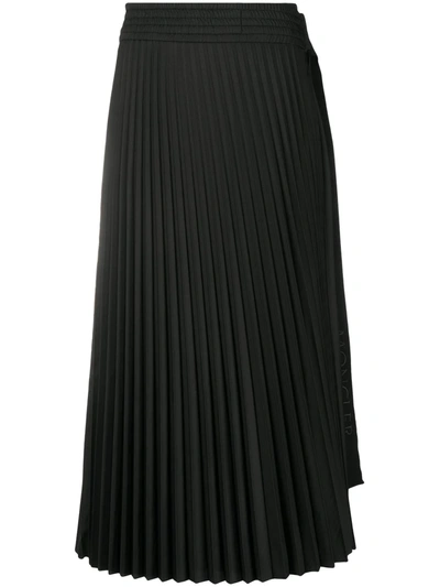 Moncler Side Tie-fastening Detail Pleated Skirt In Black