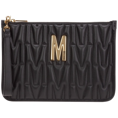 Moschino Women's Leather Clutch Handbag Bag Purse  M In Nero