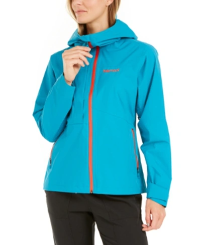 Marmot Evodry Torreys Hooded Rain Jacket In Enamel Blue