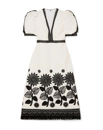 Andrew Gn Fringed Lace-trimmed Woven Dress In White