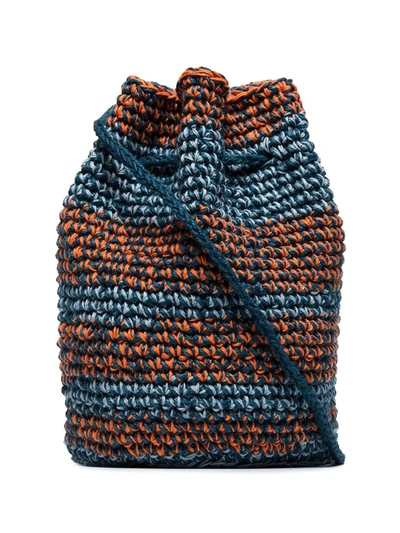Nicholas Daley Blue And Orange Striped Crochet Shoulder Bag