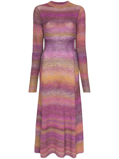 Tibi Space Dye-print Midi Dress In Purple