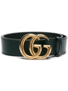 Gucci Gg Marmont Leather Belt With Shiny Buckle In Green