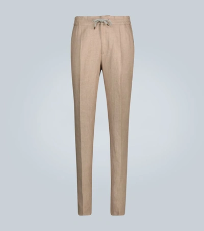 Brunello Cucinelli Relaxed-fit Linen Pants In Brown