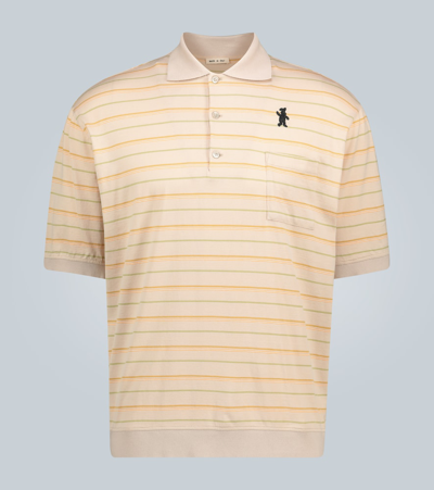 Marni Striped Short-sleeved Polo Shirt In Beige