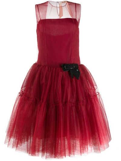 N°21 Sleeveless Tulle Mini Dress In Red