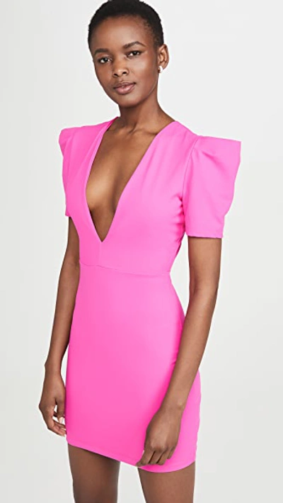 Susana Monaco Deep V Mini Dress In Pink Glo