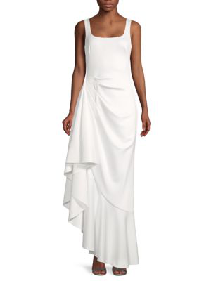 cream and black gown