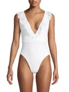 Avec Les Filles Eyelet Ruffle One-piece Swimsuit In White
