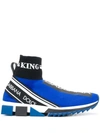 Dolce & Gabbana Men's Sorrento Hi-top Knit Trainer Sneakers In Blue Black