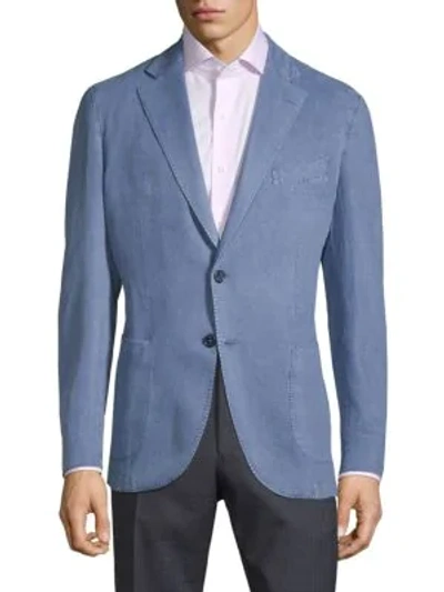 Lubiam Washed Cotton Unconstructed Sportcoat In Blue