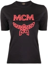 Mcm Logo Print Cotton T-shirt In Black