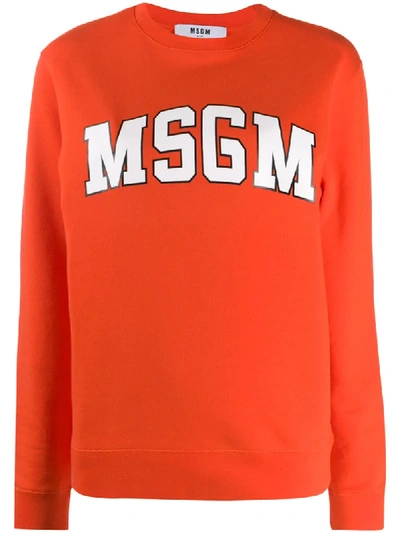 Msgm Ribbed Logo Sweatshirt In Orange