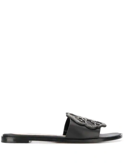 Alexander Mcqueen Stud-embellished Flat Sandals In Black