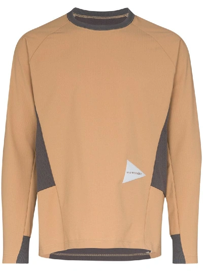 And Wander Hybrid Panelled Long-sleeve T-shirt In Brown