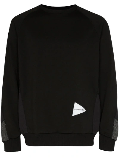 And Wander Reflective Logo Patch Sweatshirt In Black