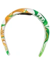 Versace Green Baroque Print Silk Headband